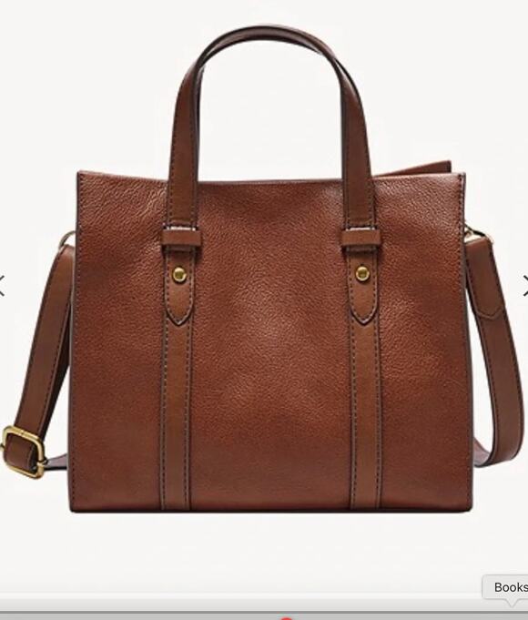 Fossil Handbags - FOSSIL Kingston Satchel Handbag Brown Leather with Crossbody Strap